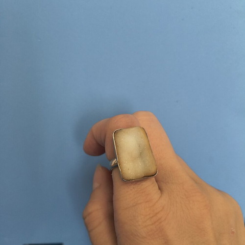 Silver ring with asymmetrical stone 925