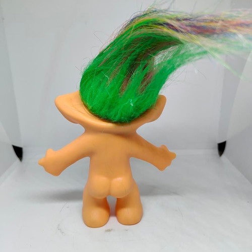 Collectible Efxoulis Troll Doll with Multicolored Hair and Pink Gem like new