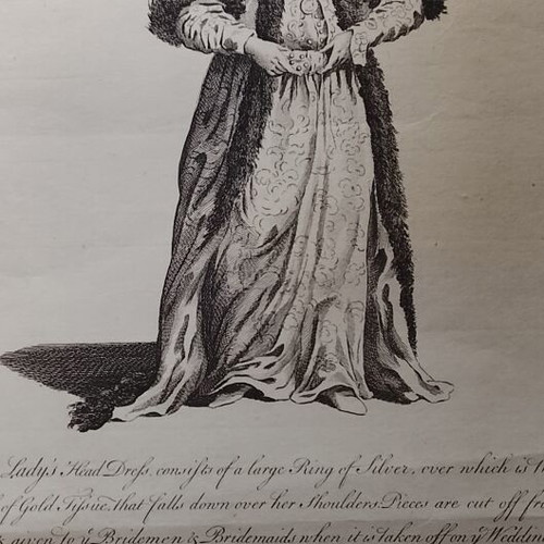 Copper engraving used, bridal dress of Greek lady with wedding customs description