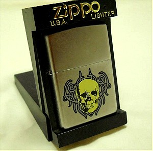 Zippo Lighter Skull Satin Chrome 2016 (D 16) Unused w/Case