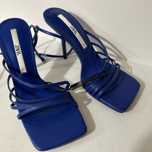 Zara blue sandal new, 10 cm heel