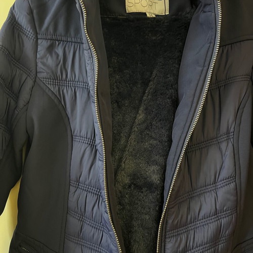 Talence jacket new, blue, hooded with synthetic fur lining
