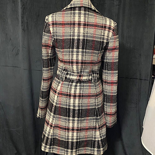 Women's checked coat used, size S, gray