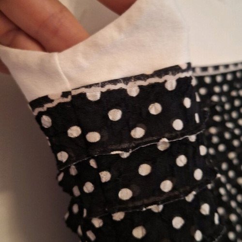Top Line sleeveless blouse used, XL, black and white with polka dots