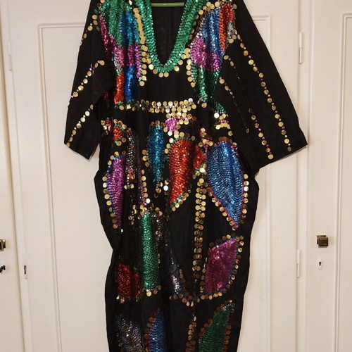 Boho Kaftan Dress with Colorful Sequins New, One Size
