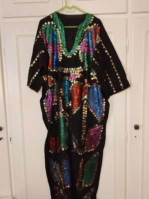 Boho καφτάνι φόρεμα με πολύχρωμες παγιέτες καινούργιο, one size