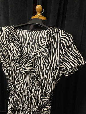 Midi Dress zebra pattern size S new, black and white