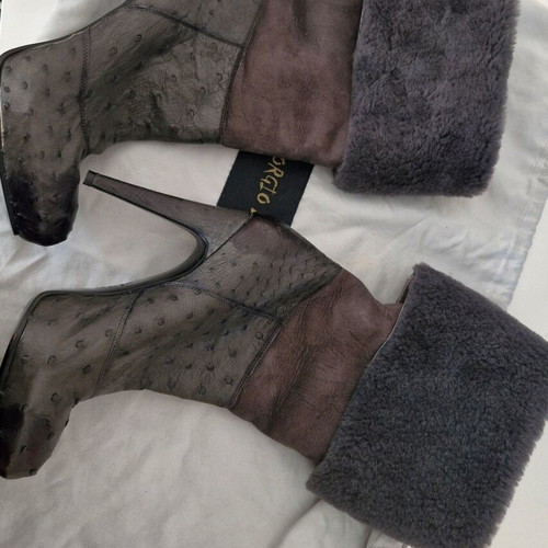 Giorgio Brato unworn suede boots with fur – Size 39