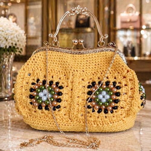 Golden Soleil handmade crossbody bag new, multicolor