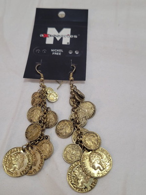 Women's Earrings with Konstantinata, 8 cm, new, gold color