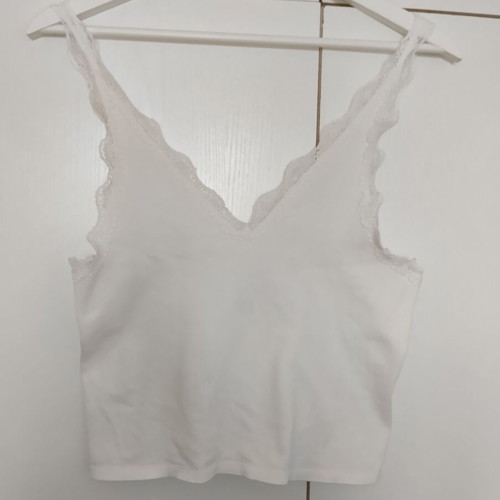 Blouse with straps and lace white medium large Pull & Bear new