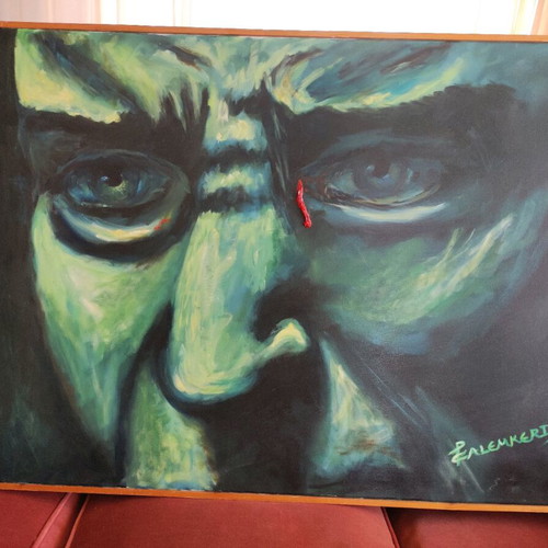 Handmade portrait 100×70cm like new, oil on canvas with wooden frame