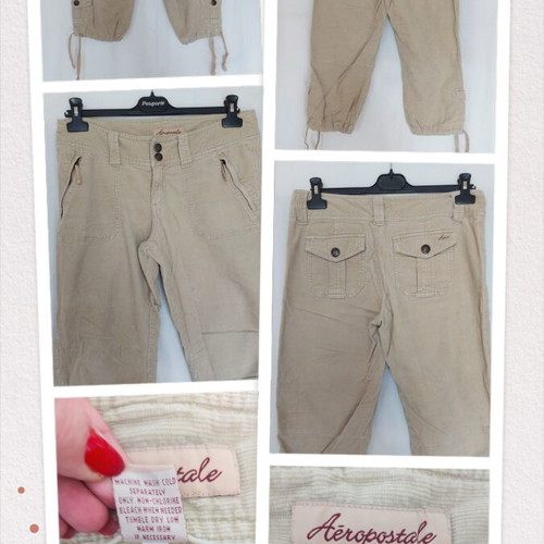 Aeropostale women's denim bermuda shorts, Sahara color, adjustable legs