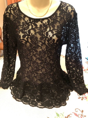 Blouse black lace silk from Germany like new