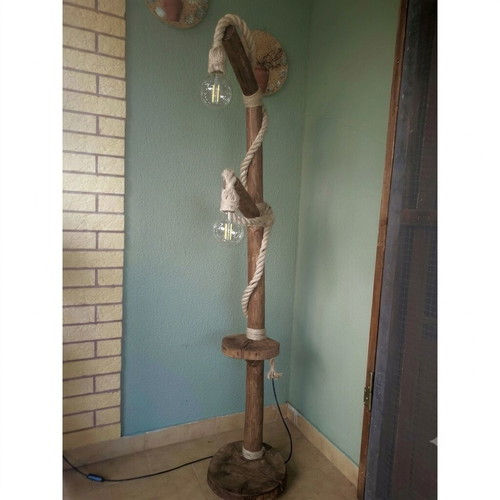 Handmade floor lamp made of wood, new