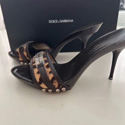 Dolce Gabbana mules used, leather beige-brown