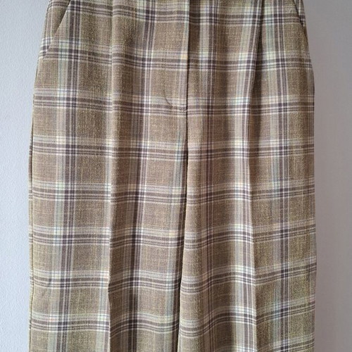 Zara checked pants like new, wide high-waisted, beige brown