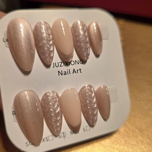 Press on nails handmade double layered acrylic cat eye, new