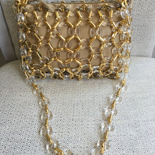 By Far Capria Chainlink leather shoulder bag nude new