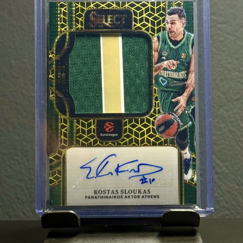 Kostas Sloukas Panini Select EuroLeague FOTL Gold Prizm Jersey Patch Autograph 10/10
