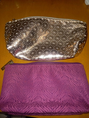Estee Lauder toiletry bags like new, set of 2 small, purple and gold
