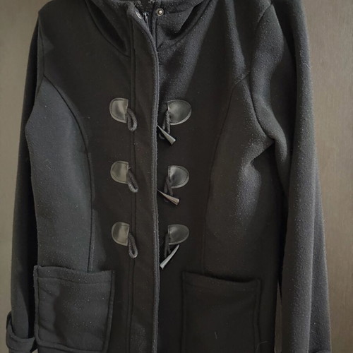 Hooded coat like new, black, size S