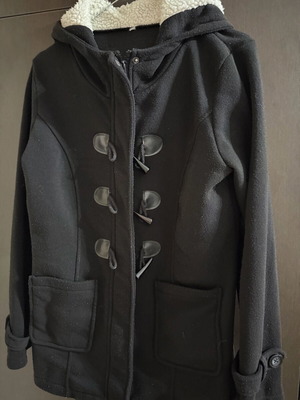 Hooded coat like new, black, size S