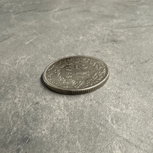 Swiss 2 Franc Coin used, 1968, cupronickel