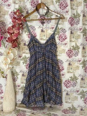 Y2K tartan dress medium large like new, blue multicolor