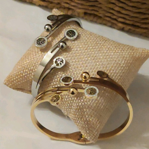Steel handcuff bracelet new, gold and silver colors