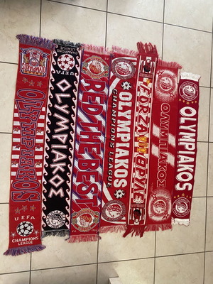 Olympiakos scarves set like new, pack of 7, authentic