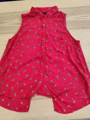 Bershka Y2K sleeveless shirt fuchsia with pineapple print