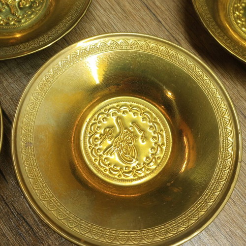 Turkish brass tea saucers like new, set of 6