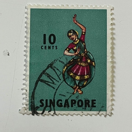 Vintage Singapore Stamp 1969 used, Traditional Indian Dance
