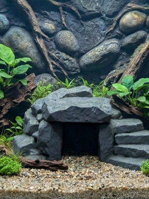 Decorative aquarium cave with stairs new, 3D printed aquascape