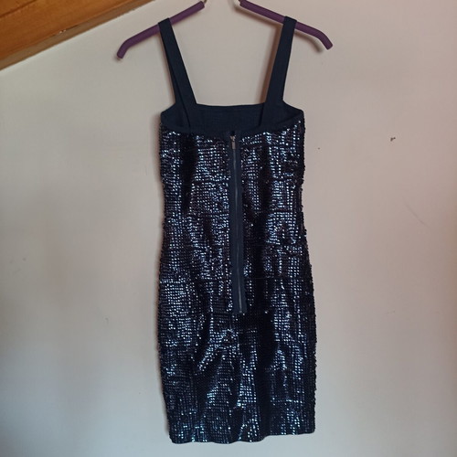 BCBG Max Azria evening mini dress with sequins, new, blue, XS