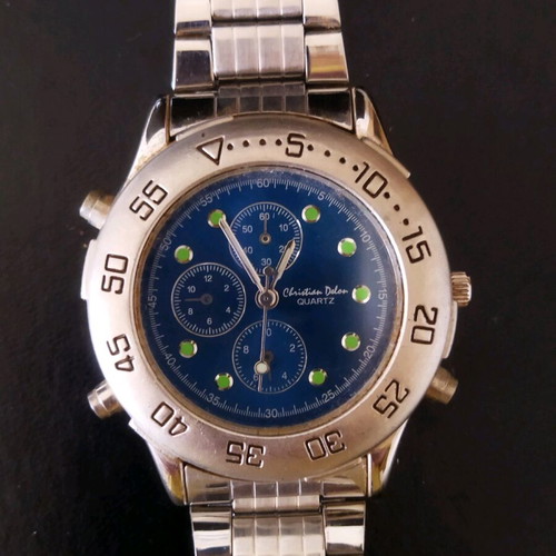 Christian Delon Quartz men's wristwatch, turquoise, chronograph