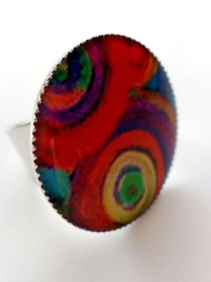 Handmade adjustable ring with liquid glass new