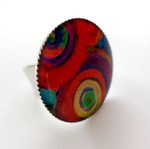 Handmade adjustable ring with liquid glass new