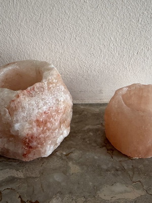 Set of 2 Himalayan pink salt candle holders