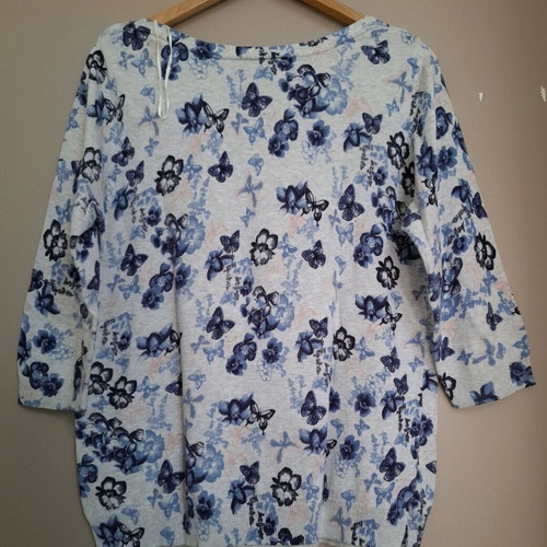 BHS autumn sweater new, grey with blue floral pattern