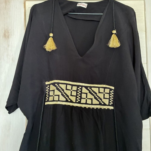 Kaftani black dress with gold embroidery like new