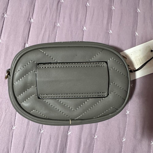 Gray oval crossbody bag with gold details new