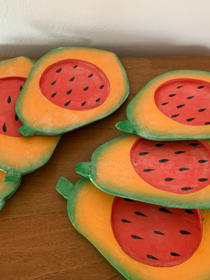 Σουβέρ παπάγια πακέτο 6 καινούργια, από ελαφρύ ξύλο