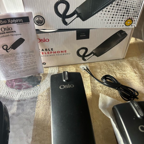 Osio cable telephones new, pack of 3, black wired