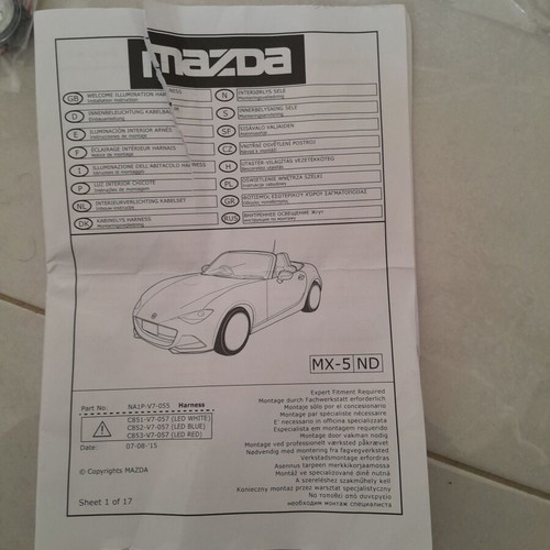 Mazda MX-5 ND interior blue LED plafoniera new