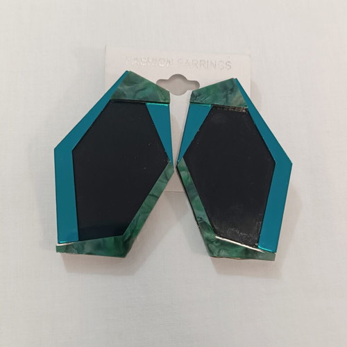 Lynne geometric statement earrings like new, petrol marble oversized chic