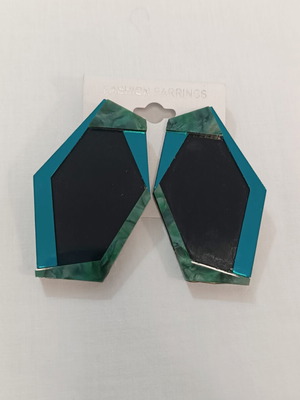 Lynne geometric statement earrings like new, petrol marble oversized chic