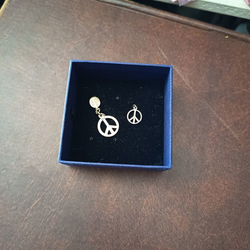 Peace symbol silver pendants set like new, two pieces