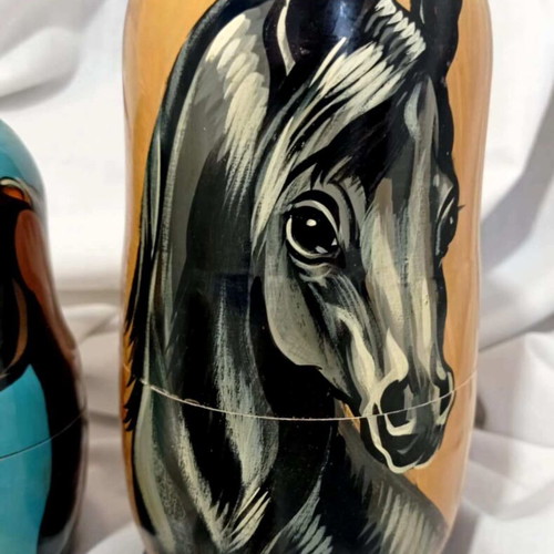 Russian Matryoshka Horses Set of 5 Hand Painted Nesting Dolls 17cm